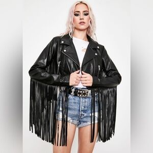 NWT Current Mood x DollsKill Fringe Moto Jacket - 2x